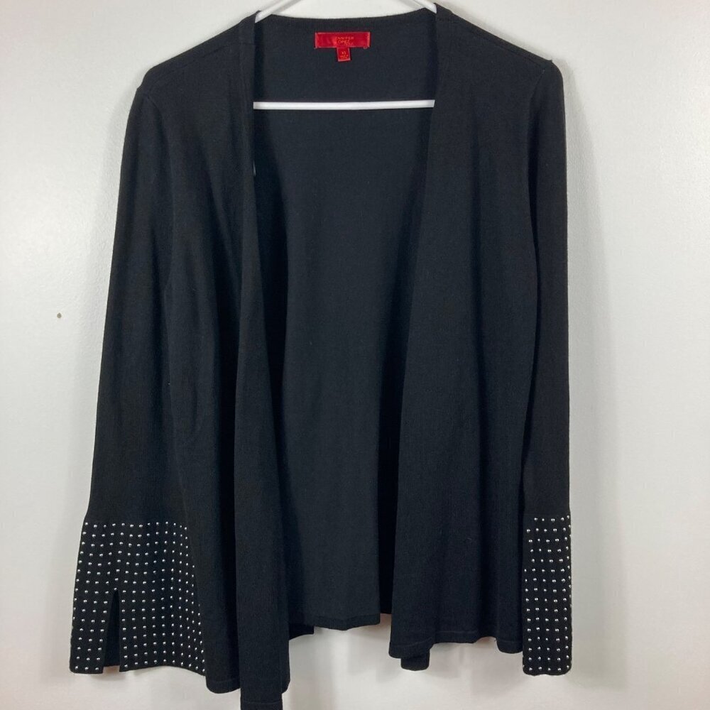 Womens Jennifer Lopez‎ Black Open Cardigan Bell Studded Sleeves XS
